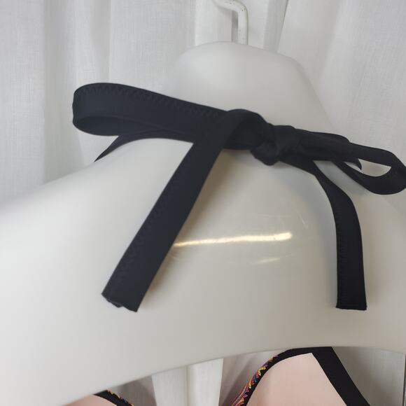 Shade & Shore Black with Colorful Embroidery Cup Size Bikini Top NWT, 32DDD - Picture 7 of 7